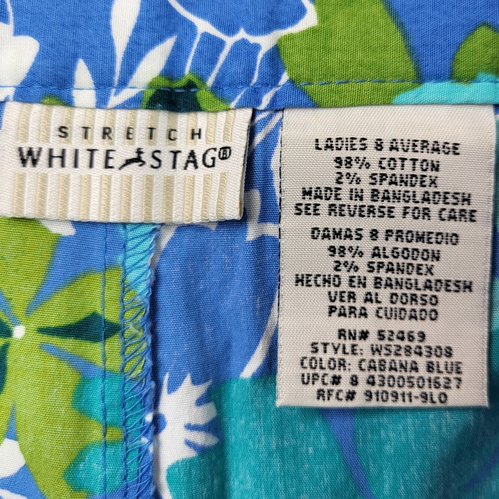 White Stag SKORT Womens Size 8 Blue Green Floral Stretch Pockets Skirt w Shorts - Picture 7 of 13